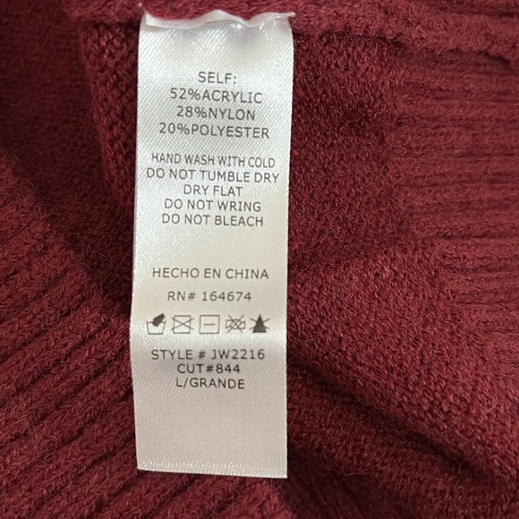 Long Sleeved Burgundy Sweater - Picture 6 of 6